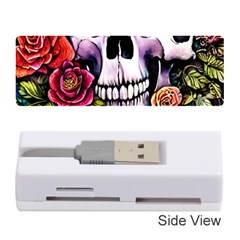 Sugar Skull With Flowers - Day Of The Dead Memory Card Reader (stick) by GardenOfOphir