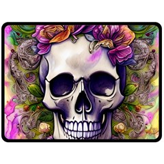 Cute Skulls And Bones Two Sides Fleece Blanket (large) by GardenOfOphir