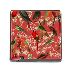 Vintage Tropical Birds Pattern In Pink Memory Card Reader (square 5 Slot) by CCBoutique