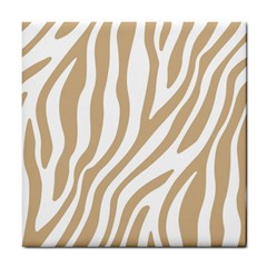 Brown Zebra Vibes Animal Print  Tile Coaster by ConteMonfrey