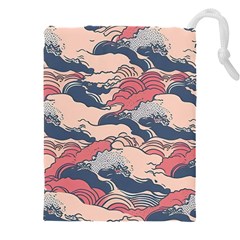 Waves Ocean Sea Water Pattern Rough Seas Drawstring Pouch (5xl) by Wegoenart