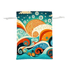 Waves Ocean Sea Abstract Whimsical Abstract Art 4 Lightweight Drawstring Pouch (m) by Wegoenart