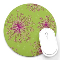 Dandelion Flower Background Nature Flora Drawing Round Mousepad by Uceng