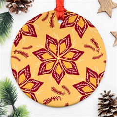 Flower Mandala Template Sketch Drawing Art Round Ornament (two Sides) by Uceng