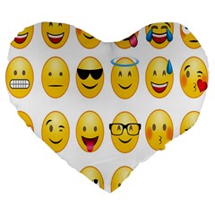 Smilie 123 Large 19  Premium Flano Heart Shape Cushions