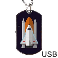 Rocket Space Universe Spaceship Dog Tag Usb Flash (two Sides)