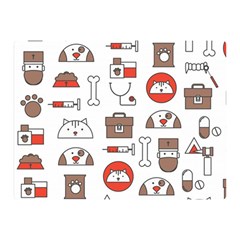 Vector Thin Line Art Vet Seamless Pattern Two Sides Premium Plush Fleece Blanket (mini) by Salman4z