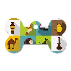 Egypt-travel-items-icons-set-flat-style Dog Tag Bone (one Side) by Salman4z