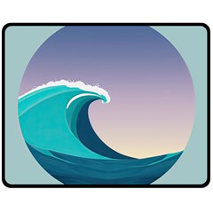 Tsunami Tidal Waves Wave Minimalist Ocean Sea Two Sides Fleece Blanket (medium) by Ravend