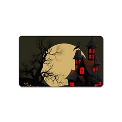 Halloween Moon Haunted House Full Moon Dead Tree Magnet (name Card) by Ravend