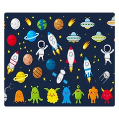 Big-set-cute-astronauts-space-planets-stars-aliens-rockets-ufo-constellations-satellite-moon-rover-v Two Sides Premium Plush Fleece Blanket (small) by Salman4z