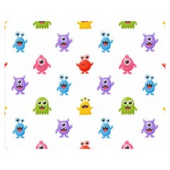 Seamless-pattern-cute-funny-monster-cartoon-isolated-white-background Two Sides Premium Plush Fleece Blanket (medium) by Salman4z