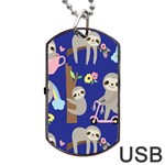 Hand-drawn-cute-sloth-pattern-background Dog Tag USB Flash (Two Sides) Front