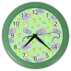 Elephant Sleeping Elephants Background Color Wall Clock by pakminggu
