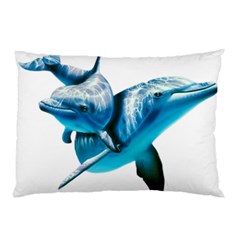 Two Dolphins Art Atlantic Dolphin Painting Animal Marine Mammal Pillow Case (two Sides) by pakminggu