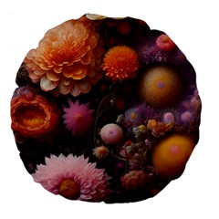 Flowers Petals Blossoms Art Flora Large 18  Premium Flano Round Cushions by 99art