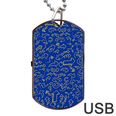Arrows Doodles Drawing Background Sketch Direction Dog Tag Usb Flash (one Side) by 99art