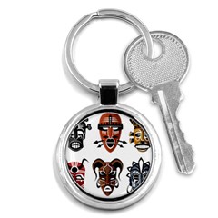 Tribal-masks-african-culture-set Key Chain (round)
