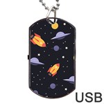 Cosmos Rockets Spaceships Ufos Dog Tag USB Flash (Two Sides) Back