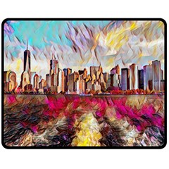 New York Skyline Manhattan City Two Sides Fleece Blanket (medium) by Cowasu