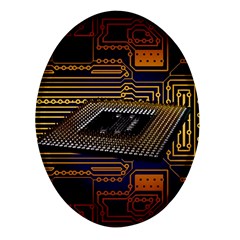 Processor Cpu Board Circuit Oval Glass Fridge Magnet (4 Pack) by Wav3s