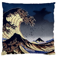 The Great Wave Off Kanagawa Japan Japanese Waves Large Premium Plush Fleece Cushion Case (two Sides) by Cowasu