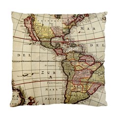 Vintage World Map Old  Globe Antique America Standard Cushion Case (two Sides) by uniart180623