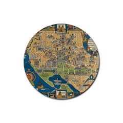 Vintatge Map Of Washington Dc Rubber Round Coaster (4 Pack)