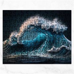 Tsunami Waves Ocean Sea Water Rough Seas Rectangular Jigsaw Puzzl by uniart180623
