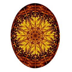 Abstract Gold Mandala Yellow Oval Glass Fridge Magnet (4 Pack) by uniart180623