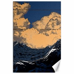 Waves Aesthetic Ocean Retro Sea Vintage Canvas 24  X 36 