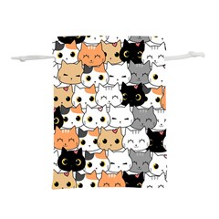 Cute Cat Kitten Cartoon Doodle Seamless Pattern Lightweight Drawstring Pouch (m) by Simbadda