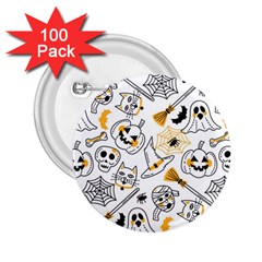 Funny Hand Drawn Halloween Pattern 2 25  Buttons (100 Pack) 