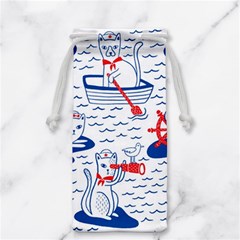 Nautical Cats Seamless Pattern Jewelry Bag by Simbadda