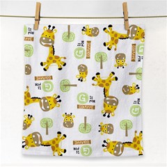 Vector Pattern With Cute Giraffe Cartoon Face Towel by Simbadda