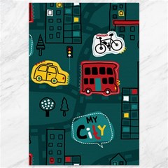 Seamless Pattern Hand Drawn With Vehicles Buildings Road Canvas 12  X 18  by Simbadda