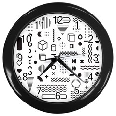 Pattern Hipster Abstract Form Geometric Line Variety Shapes Polkadots Fashion Style Seamless Wall Clock (black) by Simbadda