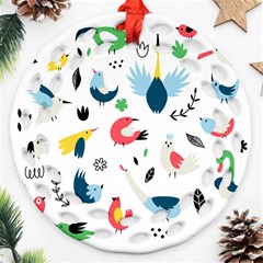 Vector Set Isolates With Cute Bird Scandinavian Style Round Filigree Ornament (two Sides) by Simbadda