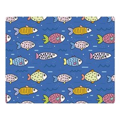 Sea Fish Blue Submarine Animal Premium Plush Fleece Blanket (large)