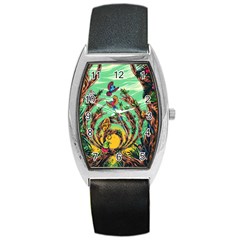 Monkey Tiger Bird Parrot Forest Jungle Style Barrel Style Metal Watch by Grandong