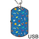 Space Rocket Solar System Pattern Dog Tag USB Flash (Two Sides) Front