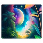 Jungle Moon Light Plants Space Two Sides Premium Plush Fleece Blanket (Small) 50 x40  Blanket Back