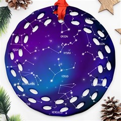 Realistic Night Sky With Constellations Round Filigree Ornament (two Sides) by Cowasu