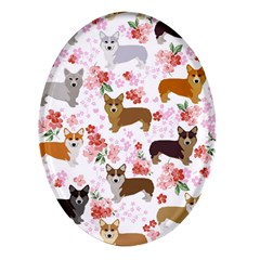 Corgis Corgi Pattern Oval Glass Fridge Magnet (4 Pack) by Cowasu