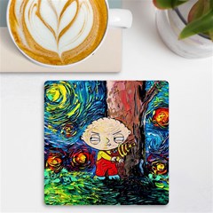 Cartoon Starry Night Vincent Van Gogh Uv Print Square Tile Coaster  by Sarkoni
