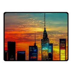 New York City Skyline Usa Fleece Blanket (small) by Ndabl3x