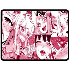 Ahegao Pink, Anime, Girl, Girlface, Girls, Pattern, White, Hd Two Sides Fleece Blanket (large)