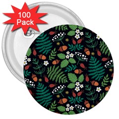 Pattern Forest Leaf Flower Motif 3  Buttons (100 Pack)  by Sarkoni