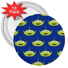 Alien Pattern 3  Buttons (10 Pack) 