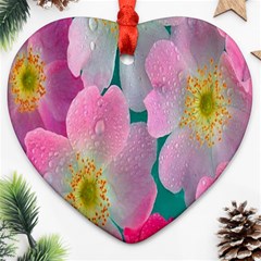 Pink Neon Flowers, Flower Heart Ornament (two Sides)